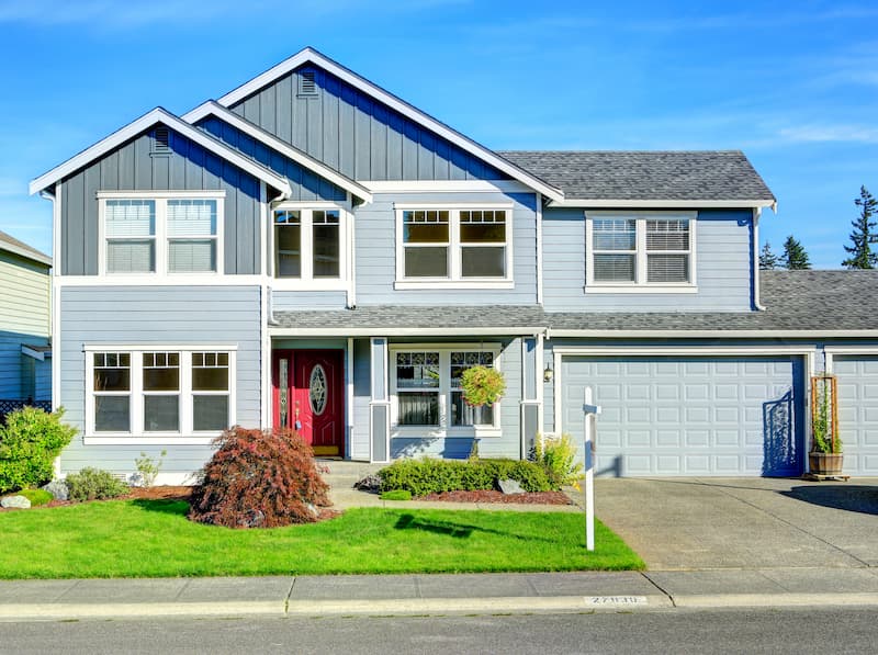Blue paint matched garage door