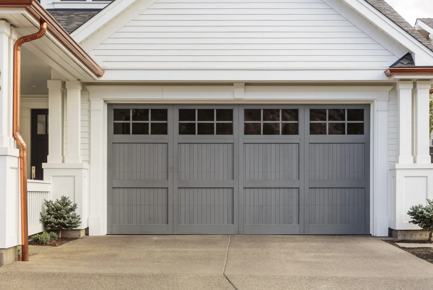 Gray garage door with window inserts 2 Gray garage door with window inserts 2