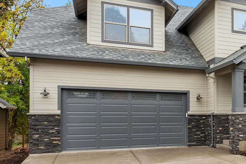 Grey-garage-door Raised panel gray garage door